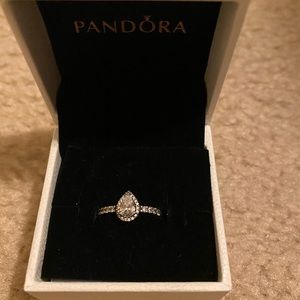 A Silver CZ Pandora Teardrop Ring